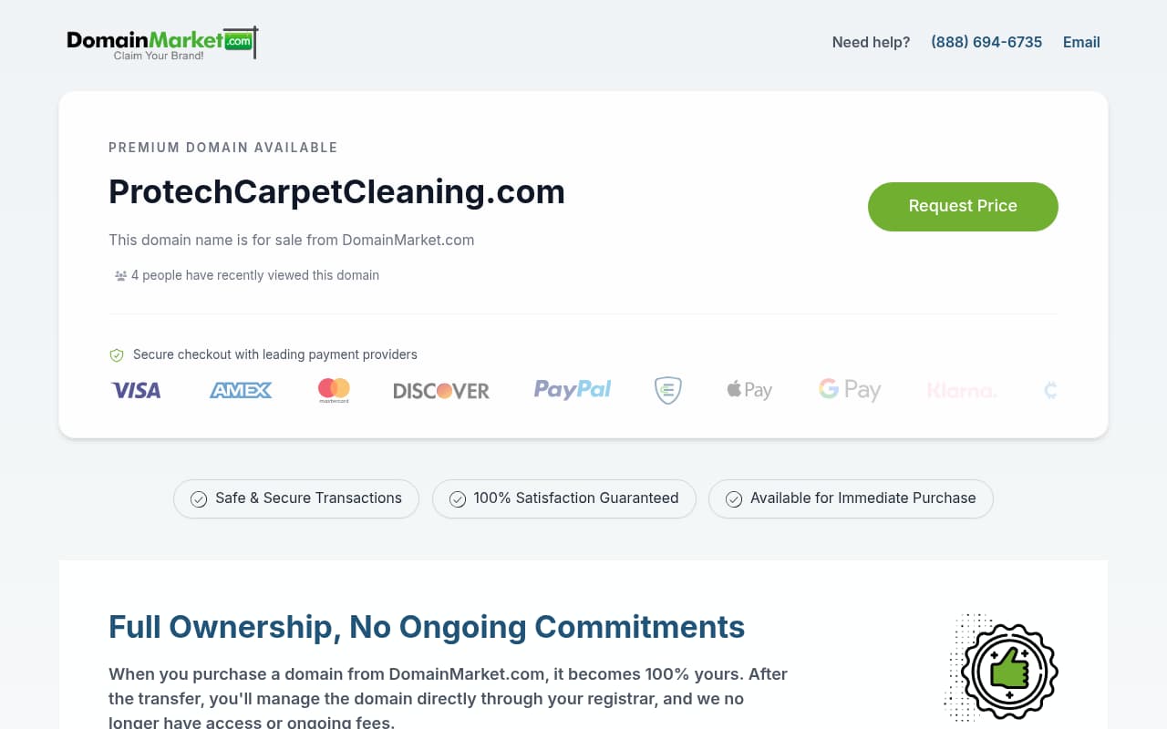 Pro-Tech Carpet Cleaning website screenshot