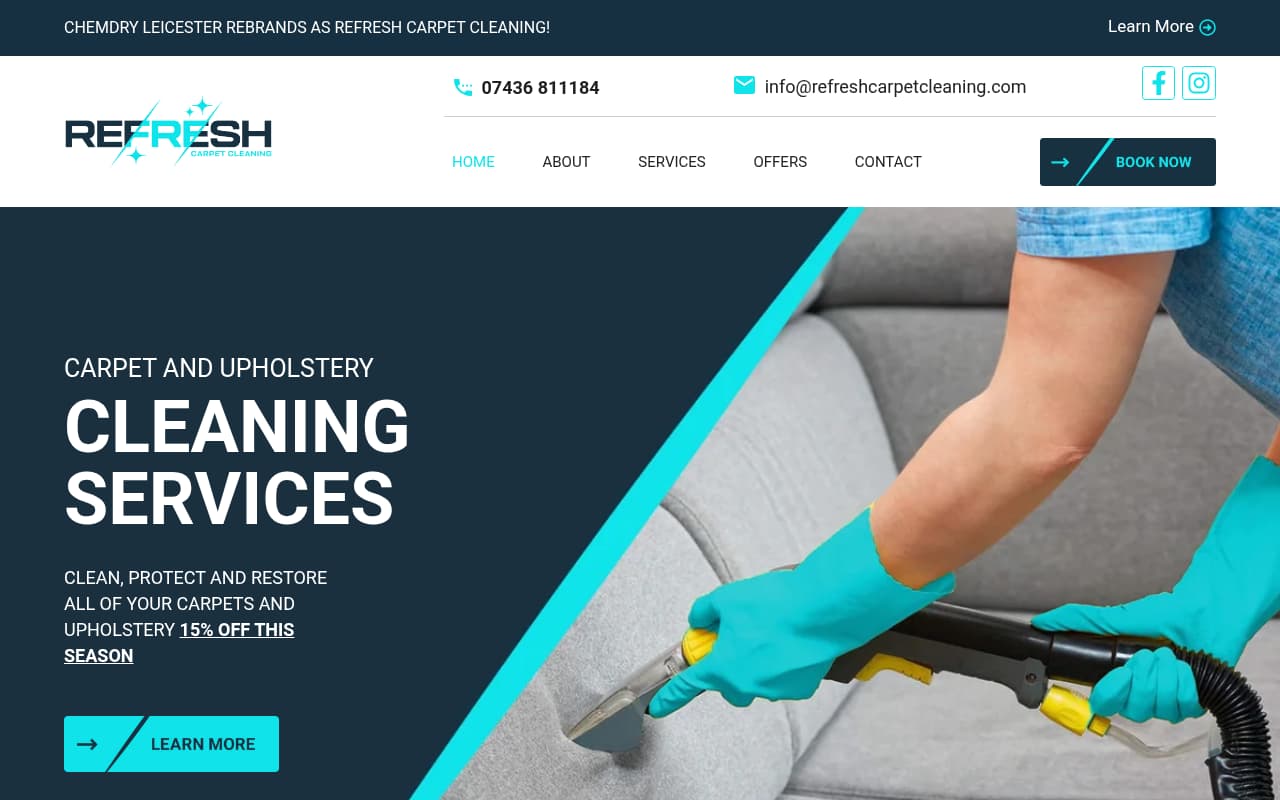 Refresh Carpet Cleaning website screenshot