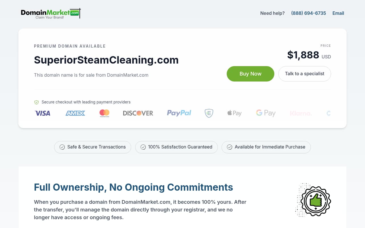 Superior Steam Cleaning website screenshot