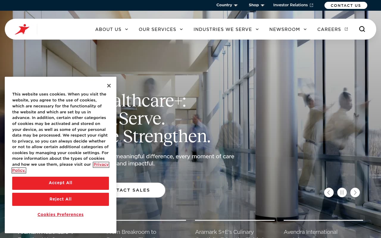 Aramark website screenshot