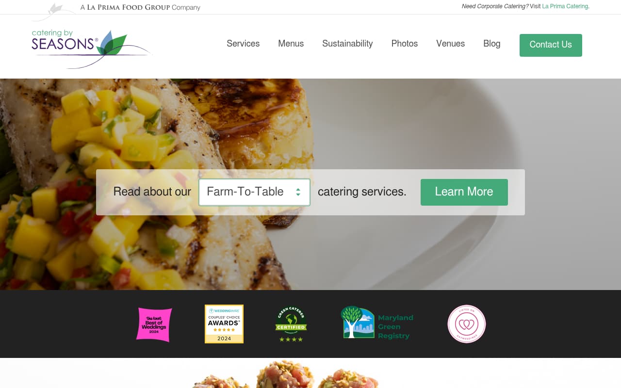 Catering by Seasons website screenshot