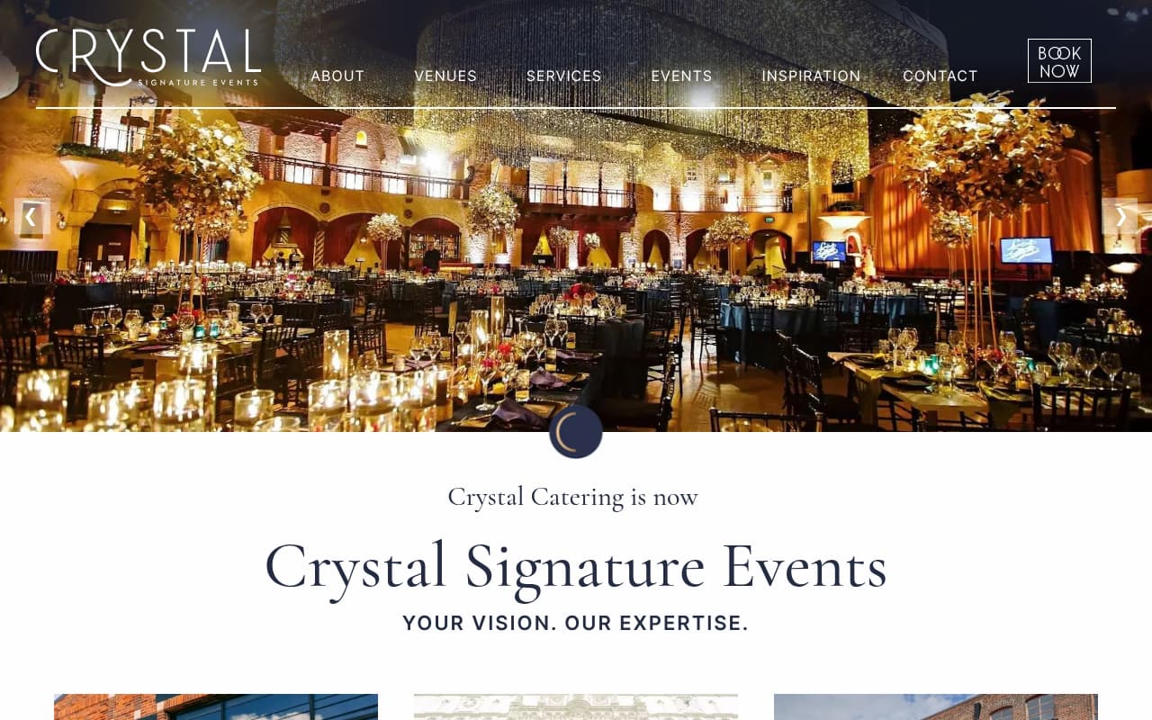 Crystal Catering website screenshot