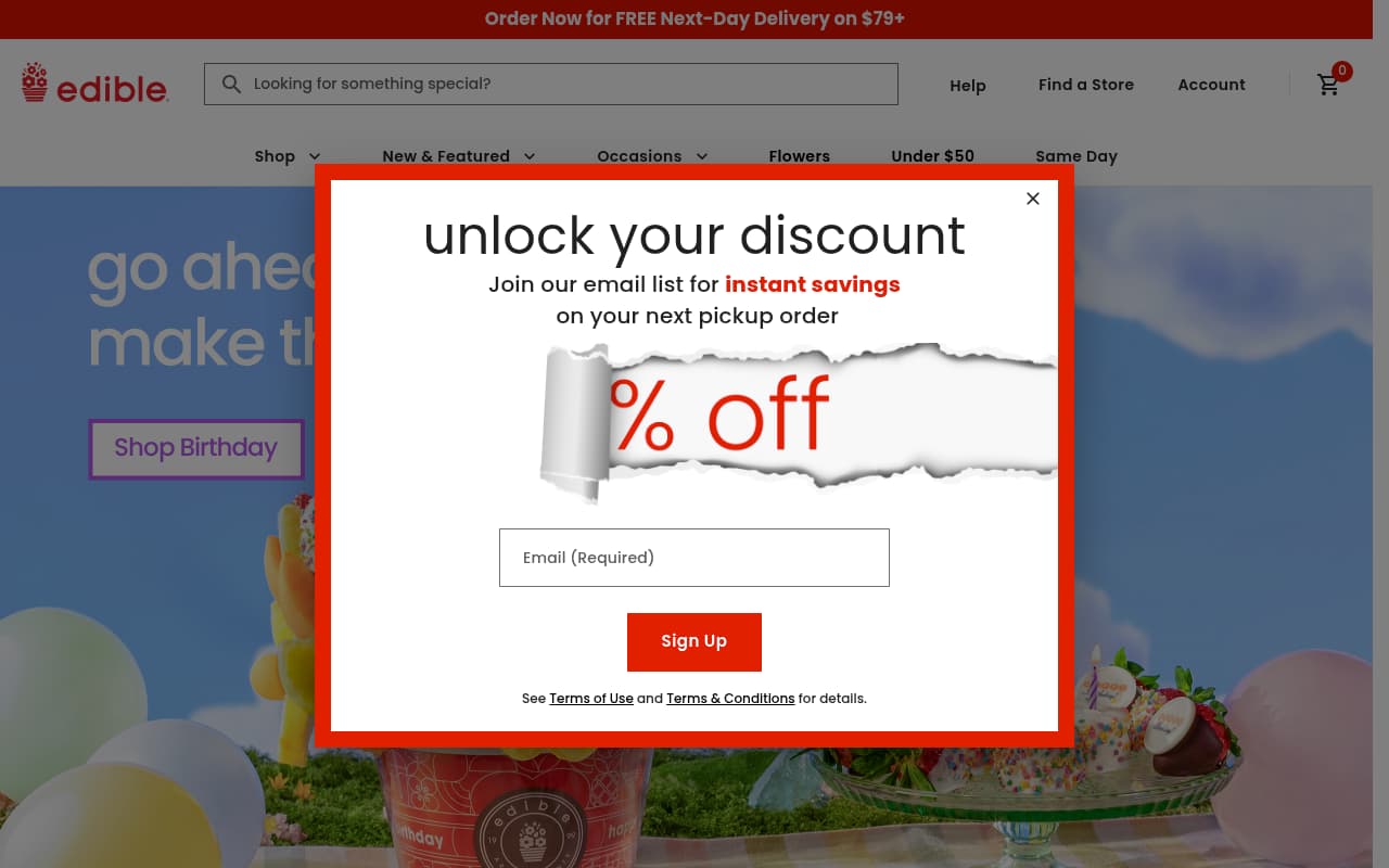 Edible Arrangements Catering website screenshot