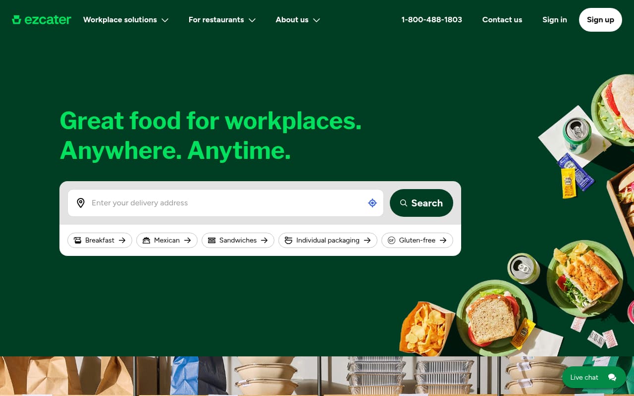 EZCater website screenshot