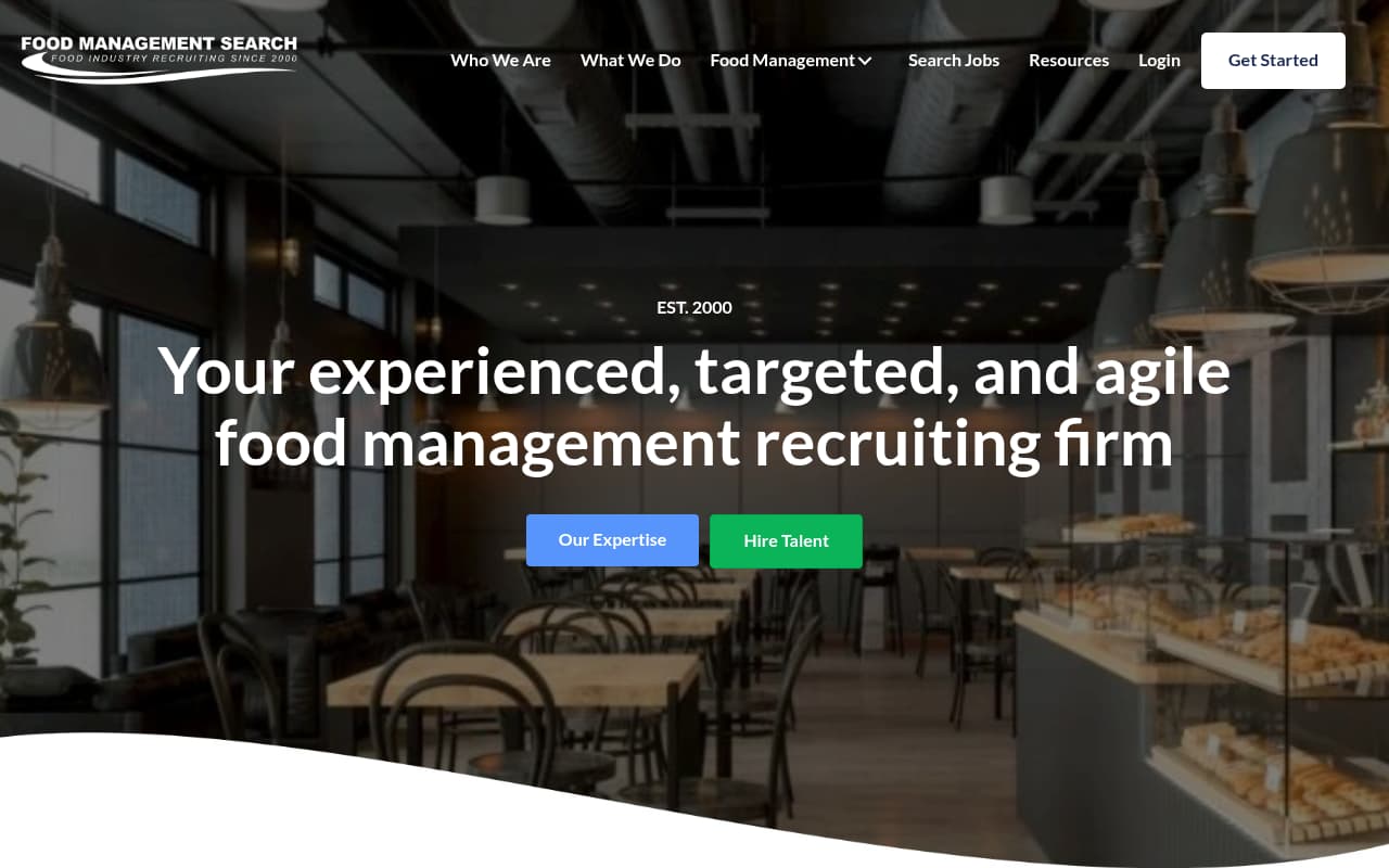 Food Management Search website screenshot