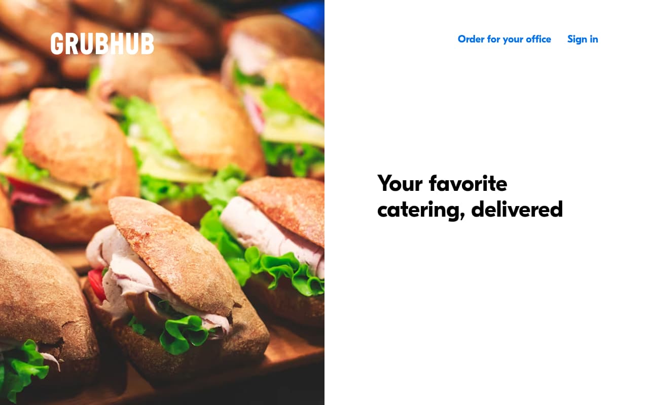 GrubHub Corporate Catering website screenshot