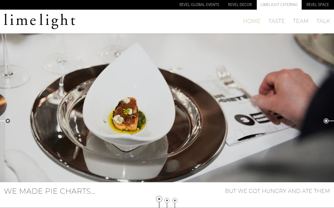 Limelight Catering website screenshot