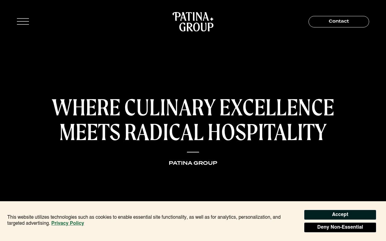 Patina Restaurant Group website screenshot