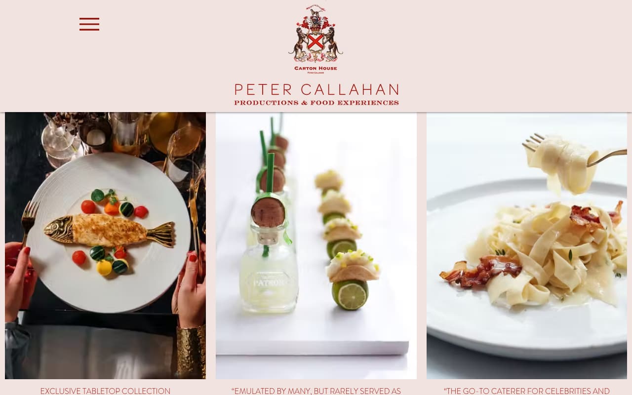 Peter Callahan Catering website screenshot