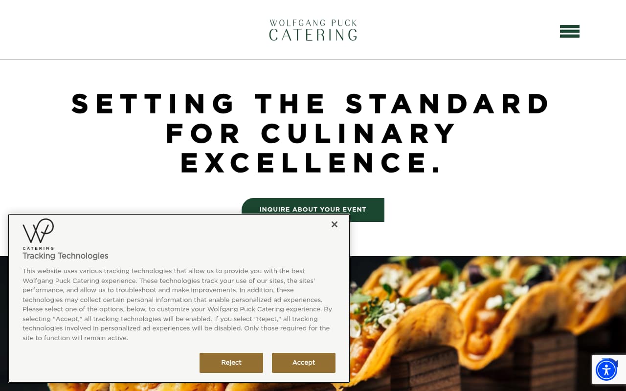 Wolfgang Puck Catering website screenshot