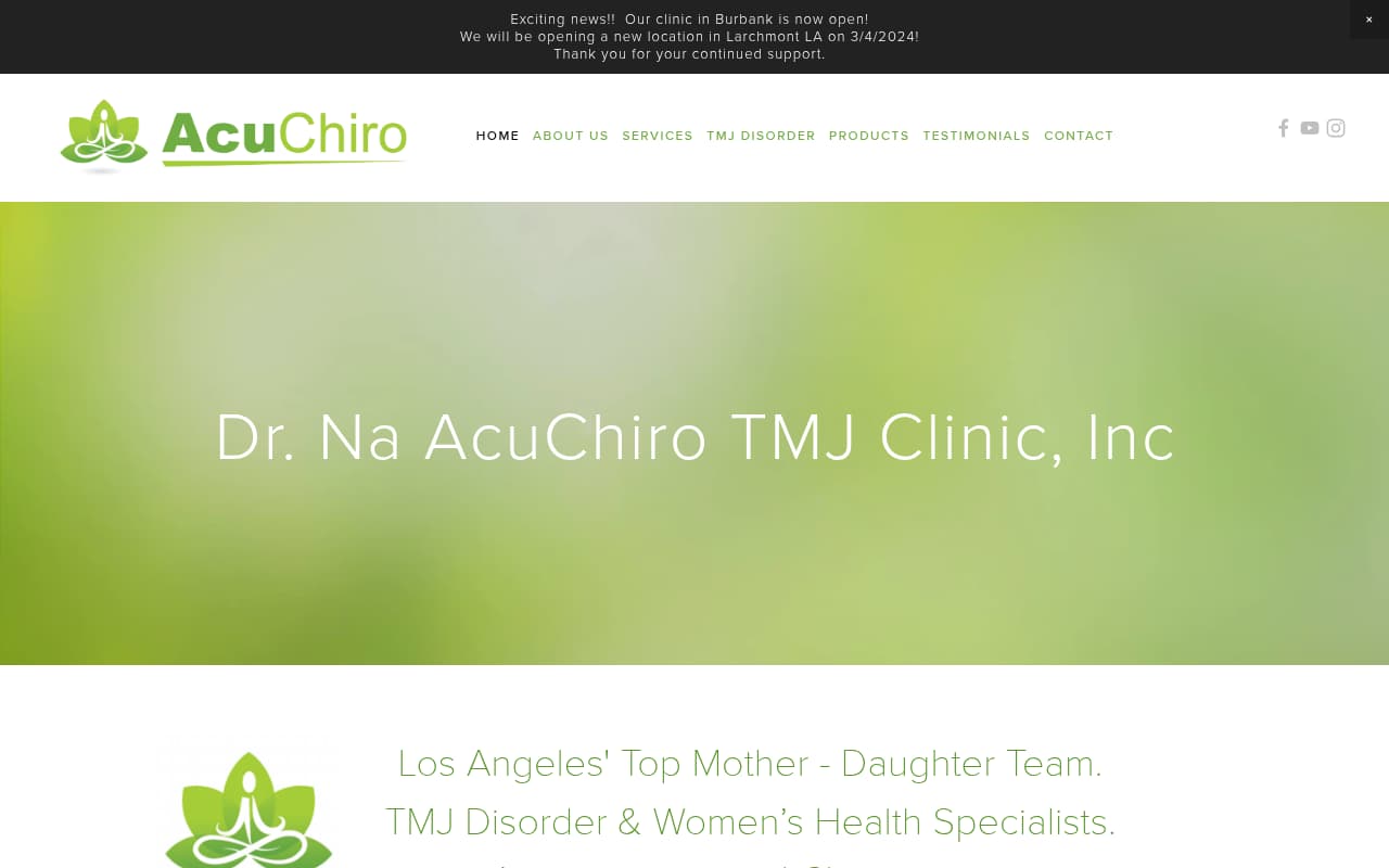 Acupuncture & Chiropractic Center website screenshot