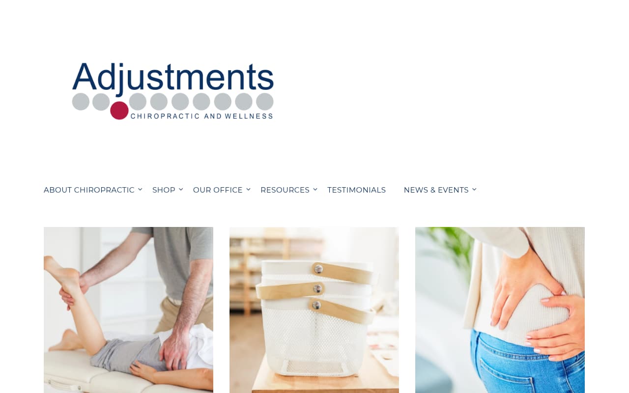 Adjustments Chiropractic website screenshot