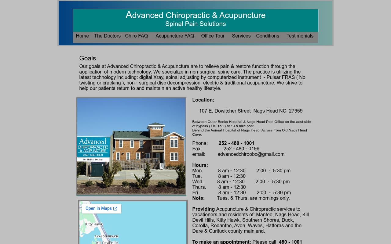 Advanced Chiropractic website screenshot