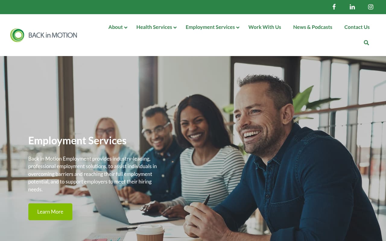 Back in Motion Chiropractic website screenshot