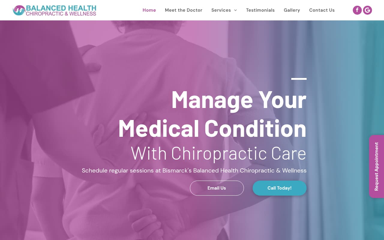 Balanced Health Chiropractic website screenshot