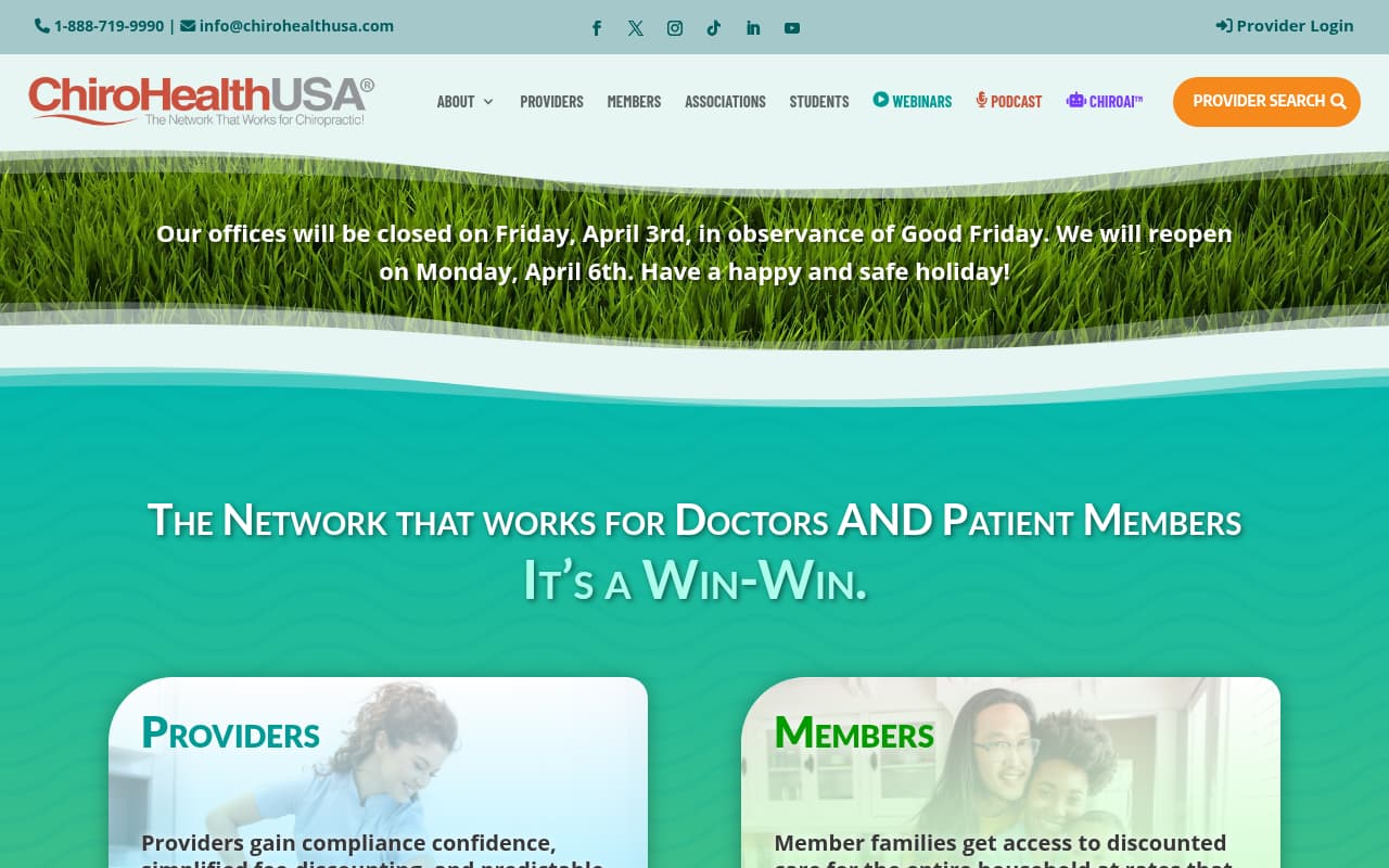 ChiroHealthUSA website screenshot
