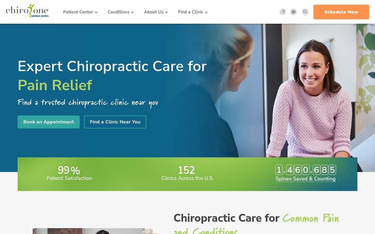 Chiro One website screenshot