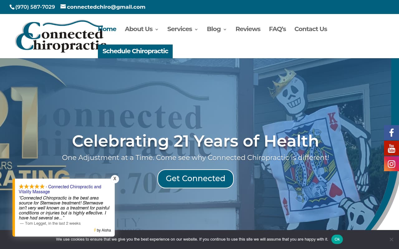 Connected Chiropractic website screenshot