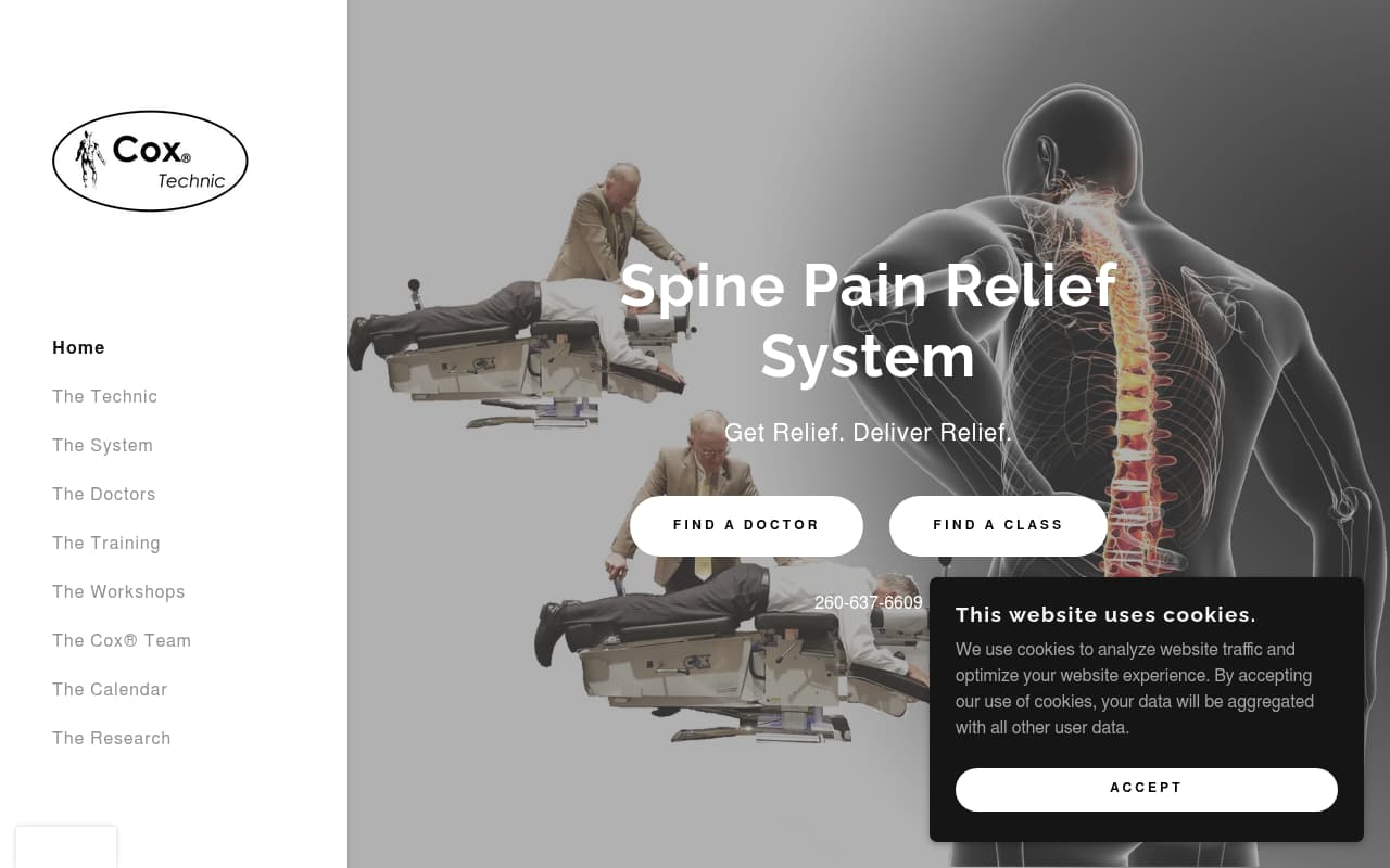Cox Technic Chiropractic website screenshot