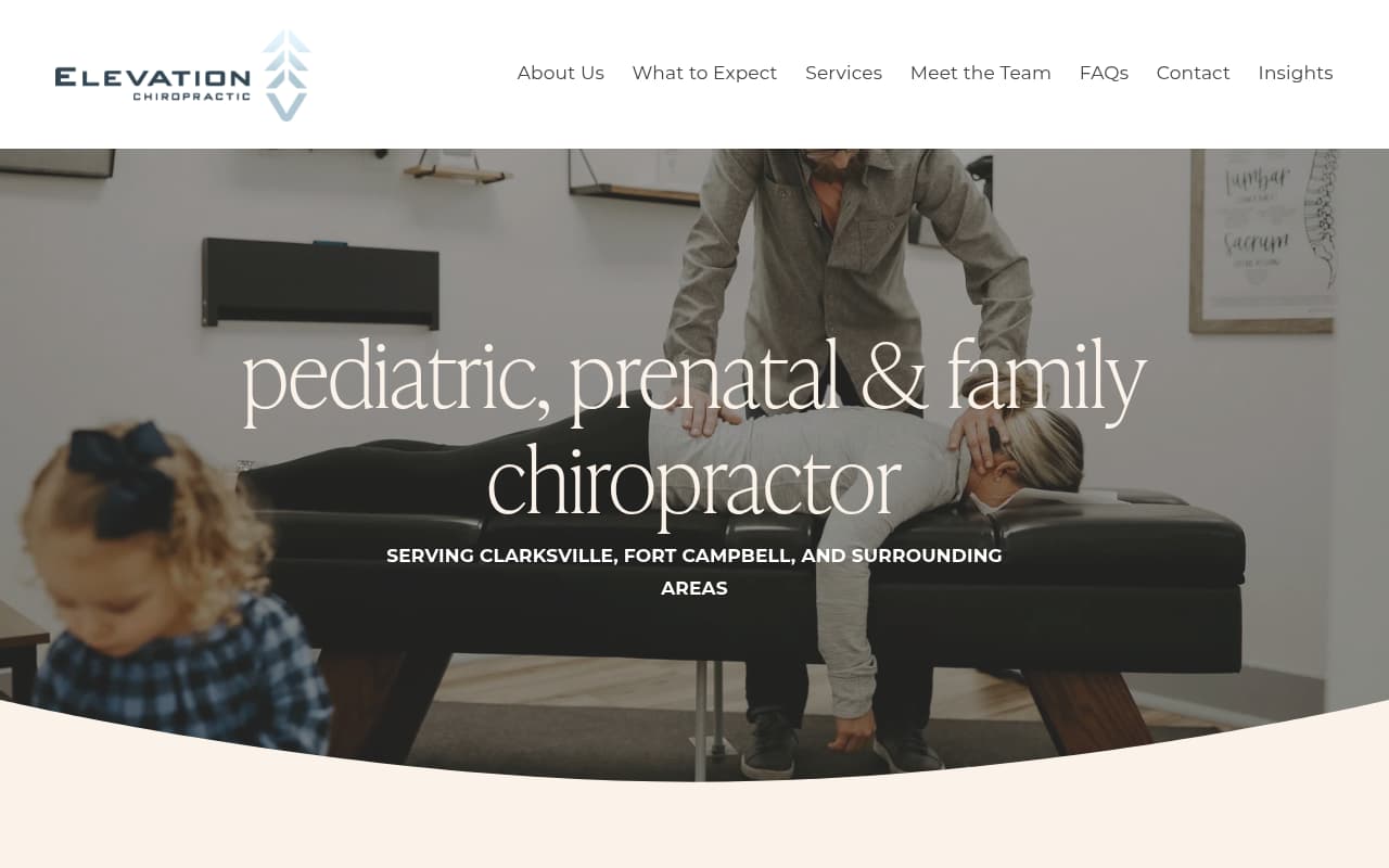 Elevation Chiropractic website screenshot