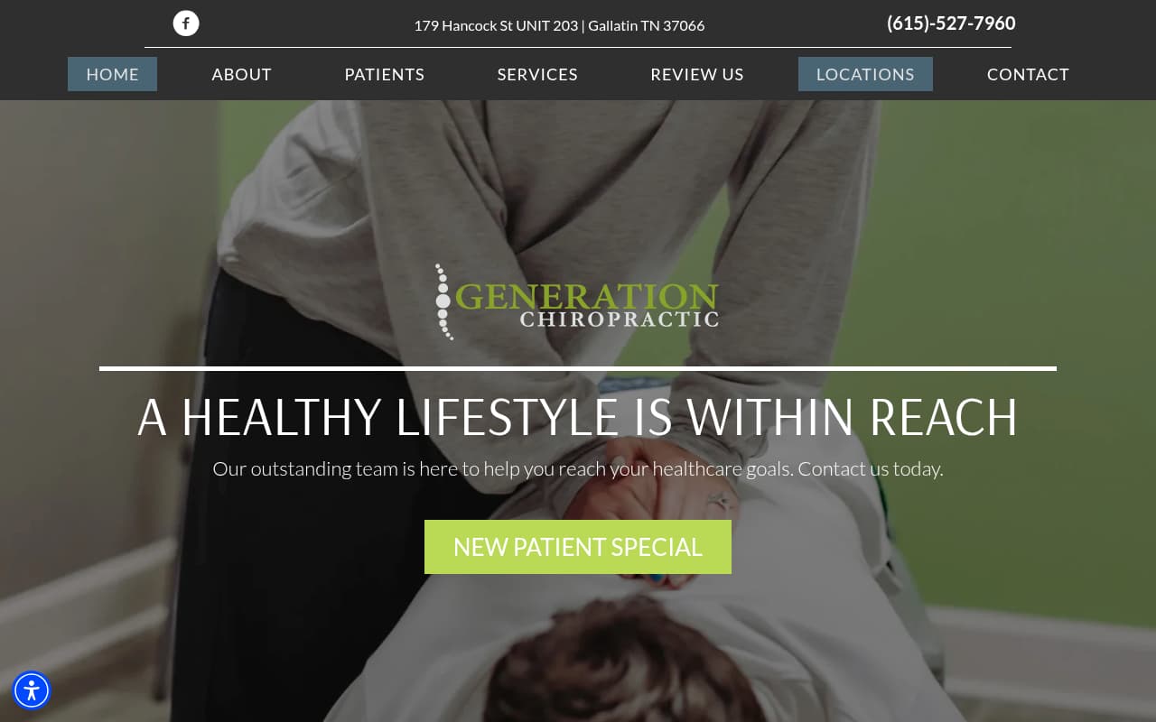 Generation Chiropractic website screenshot