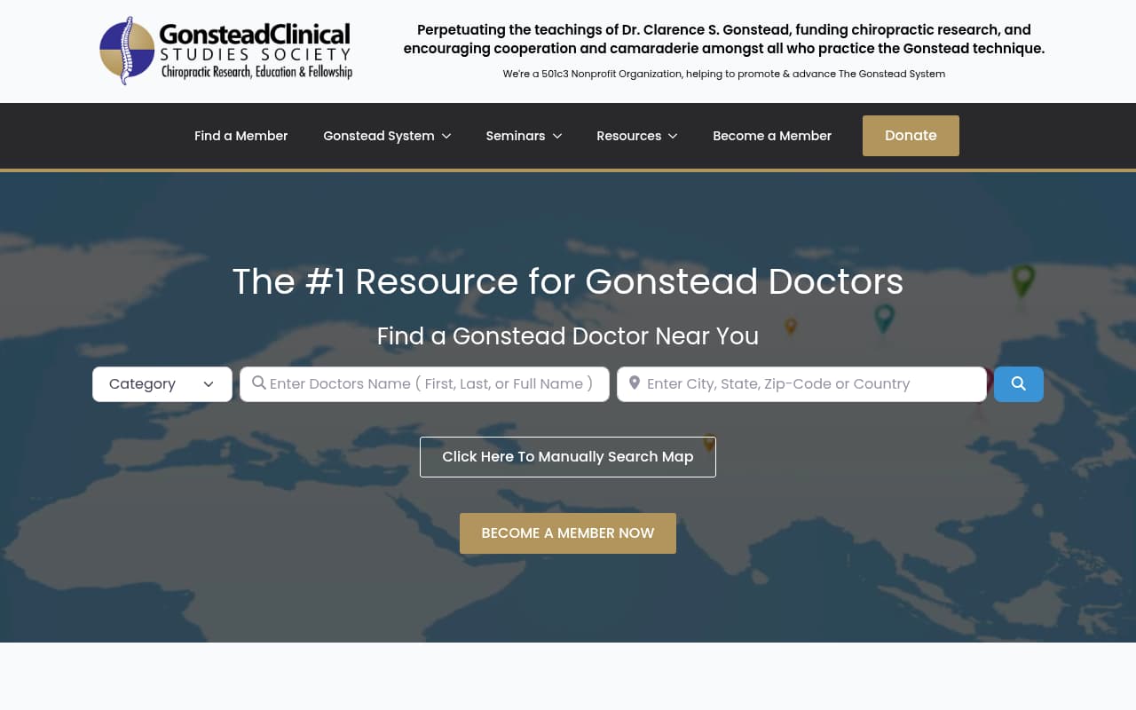 Gonstead Chiropractic Society website screenshot