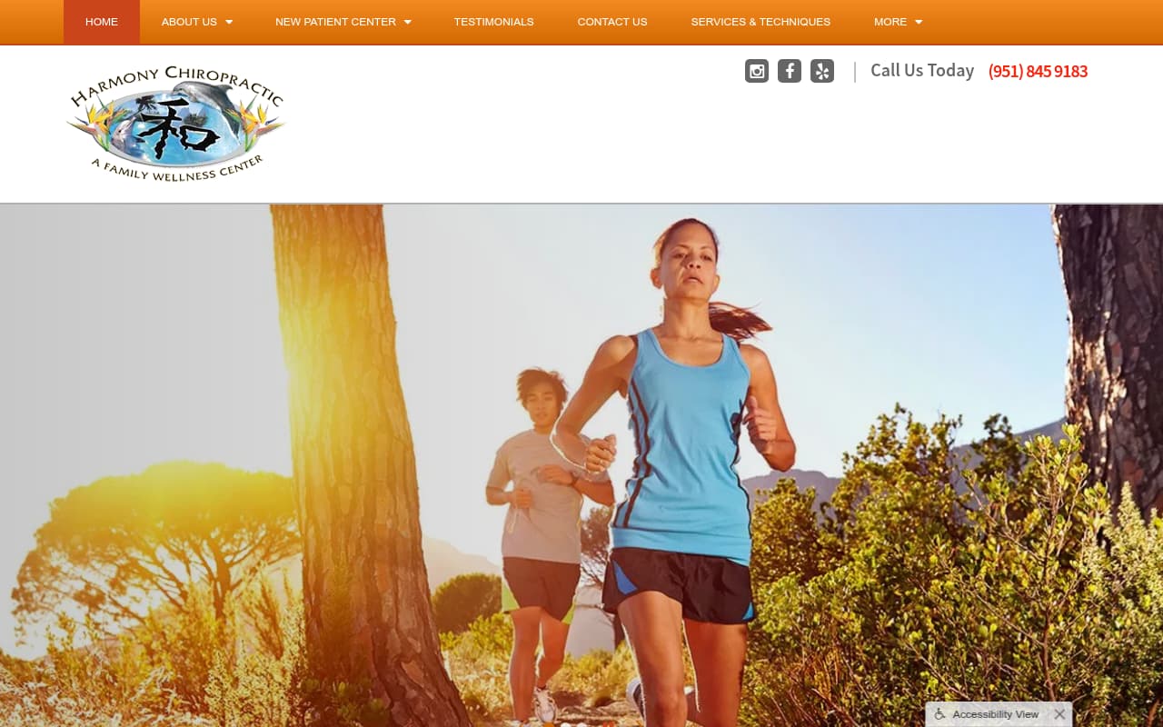 Harmony Chiropractic website screenshot