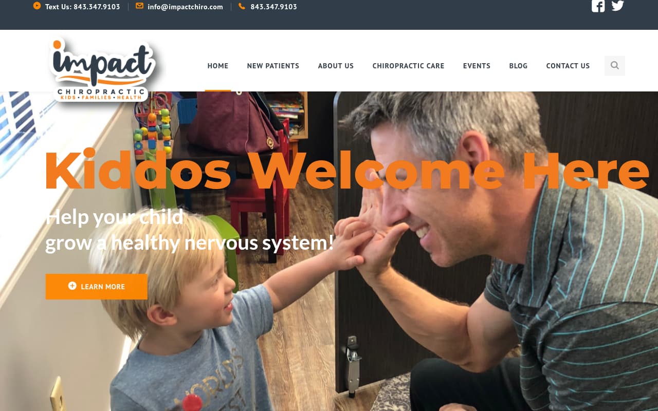 Impact Chiropractic website screenshot