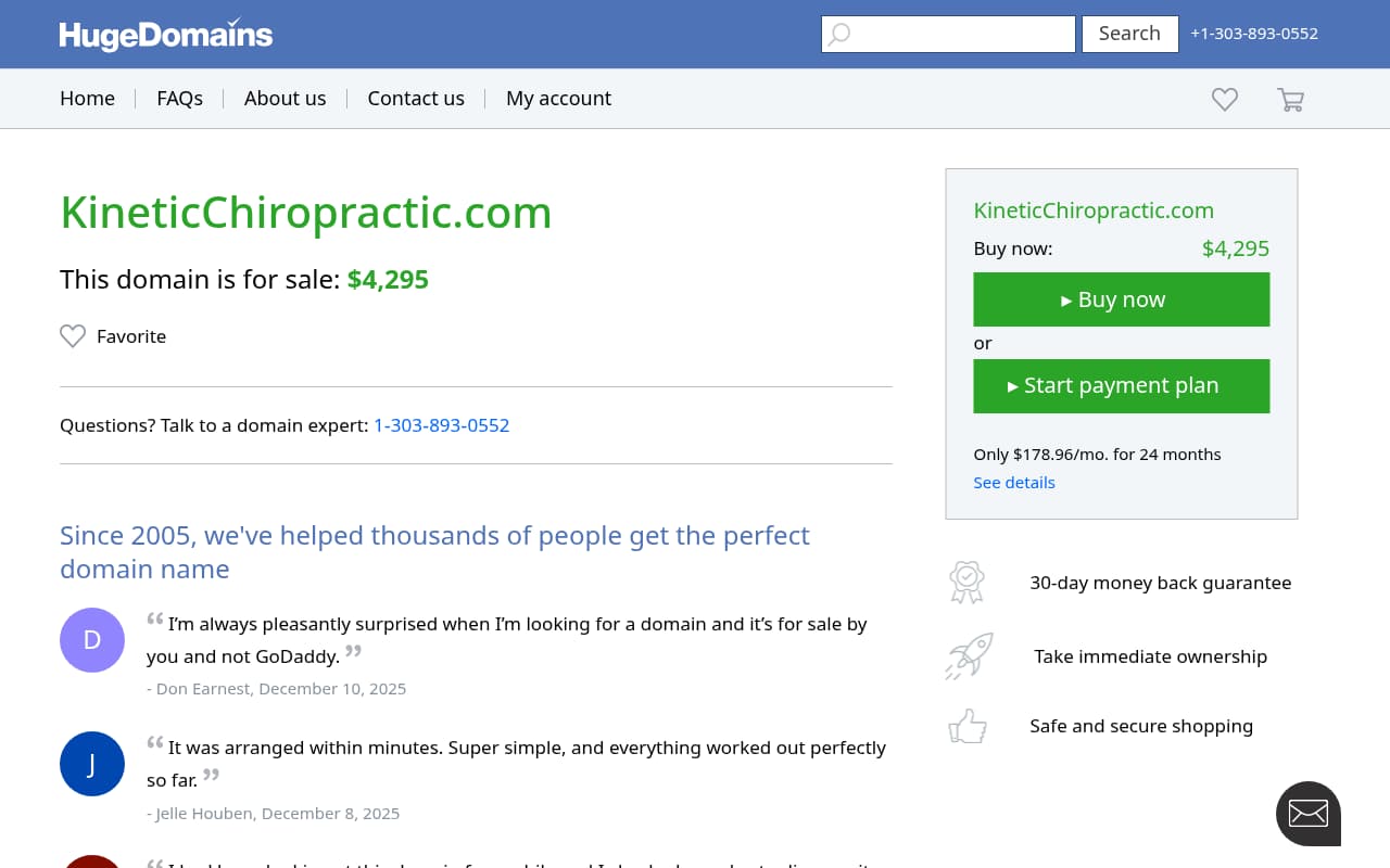 Kinetic Chiropractic website screenshot