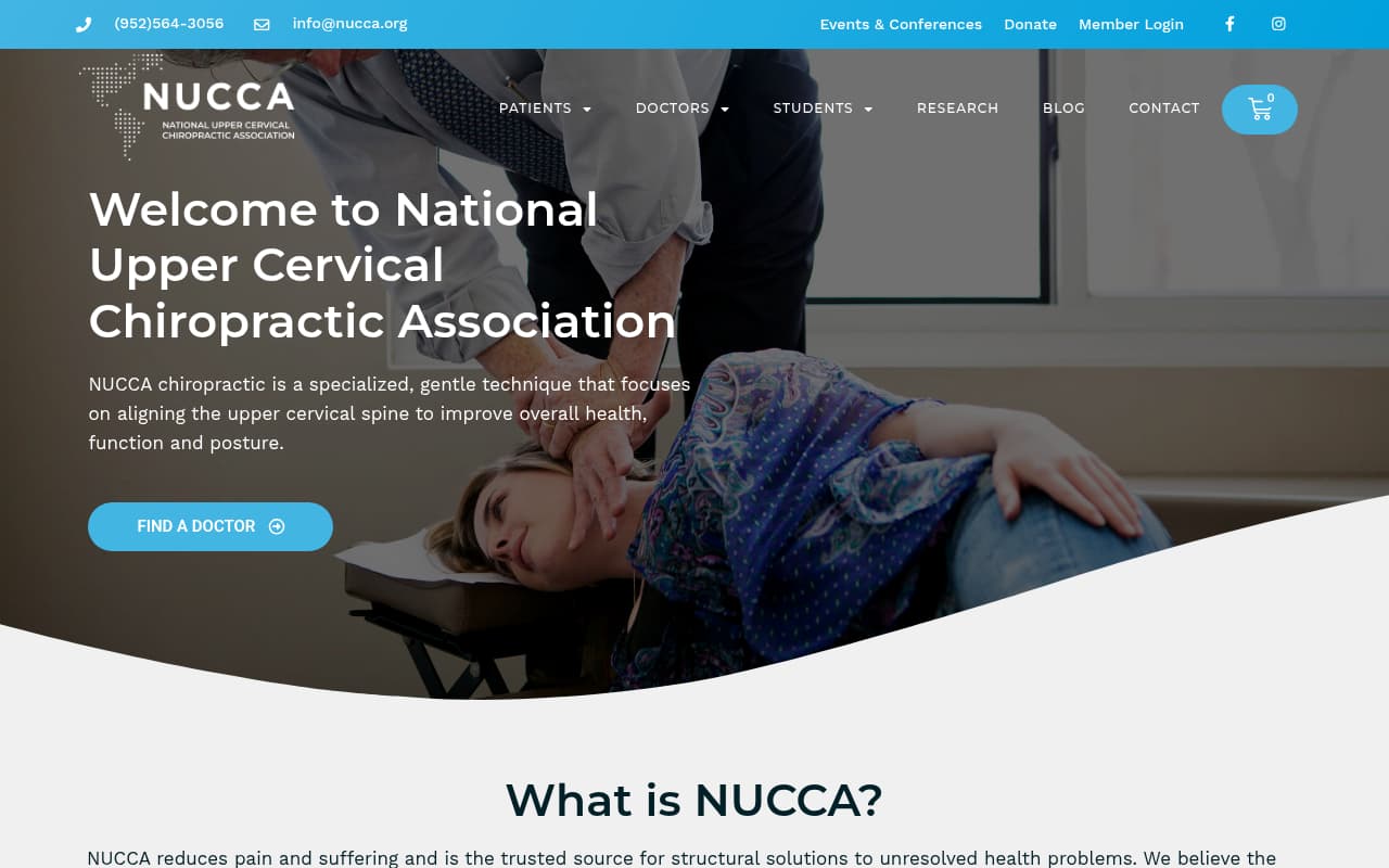 NUCCA Chiropractic website screenshot
