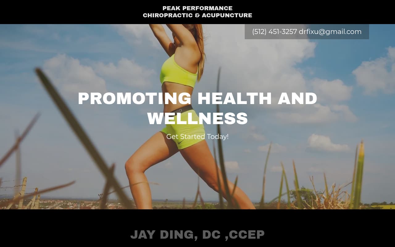 Peak Performance Chiropractic website screenshot