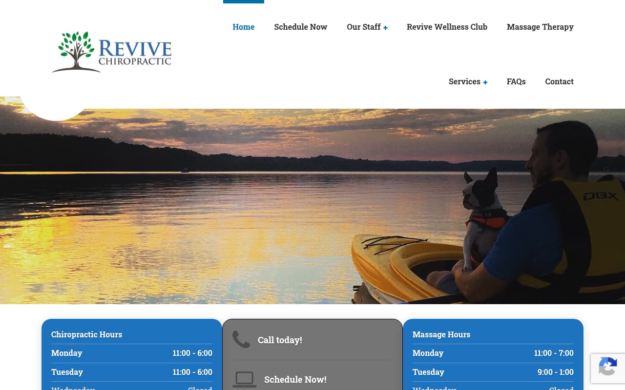 Revive Chiropractic website screenshot