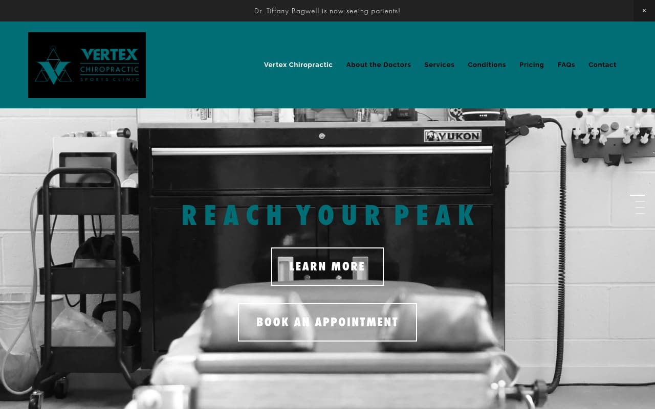 Vertex Chiropractic website screenshot