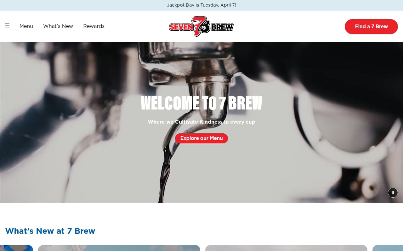 7 Brew Coffee website screenshot