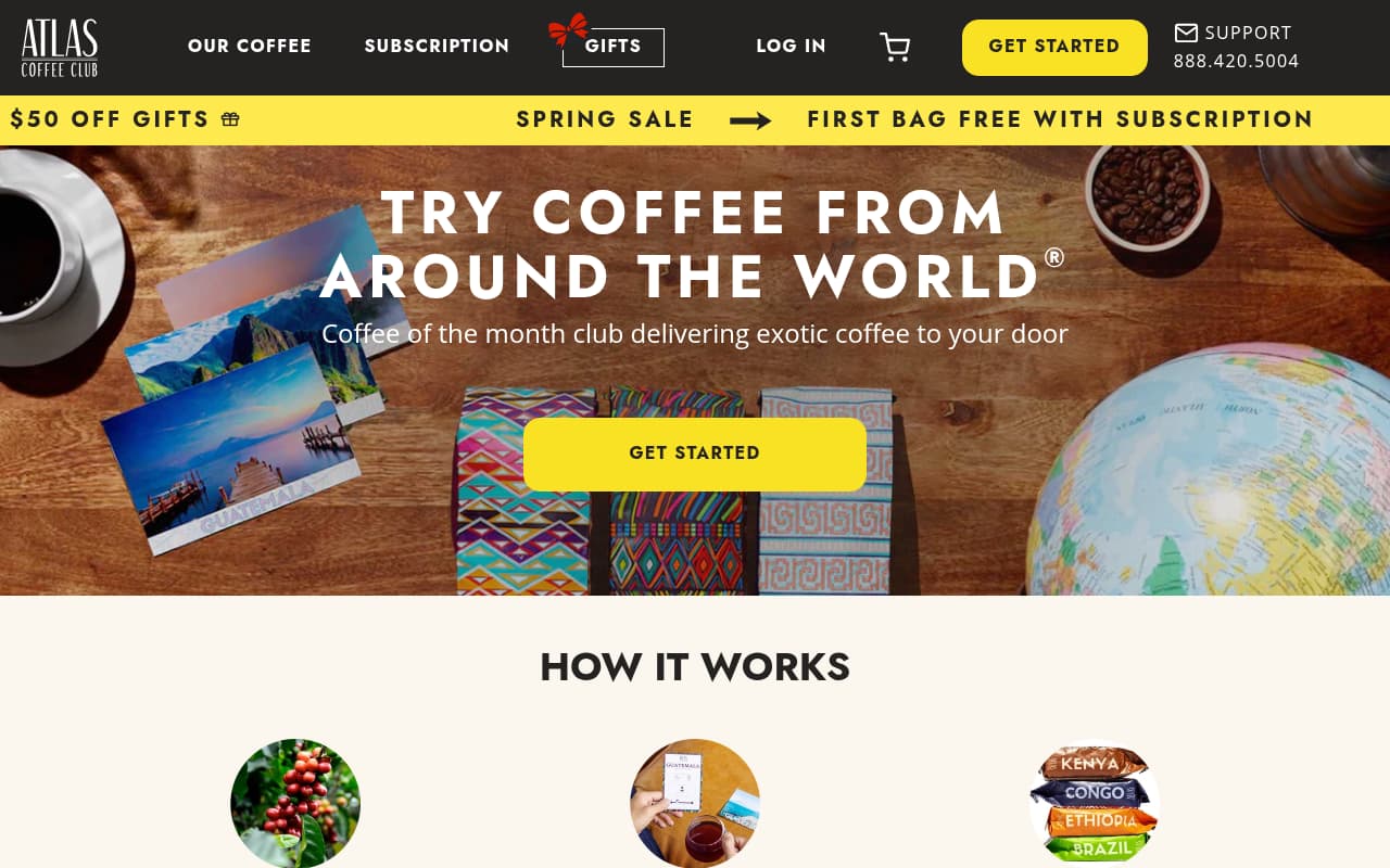 Atlas Coffee Club website screenshot