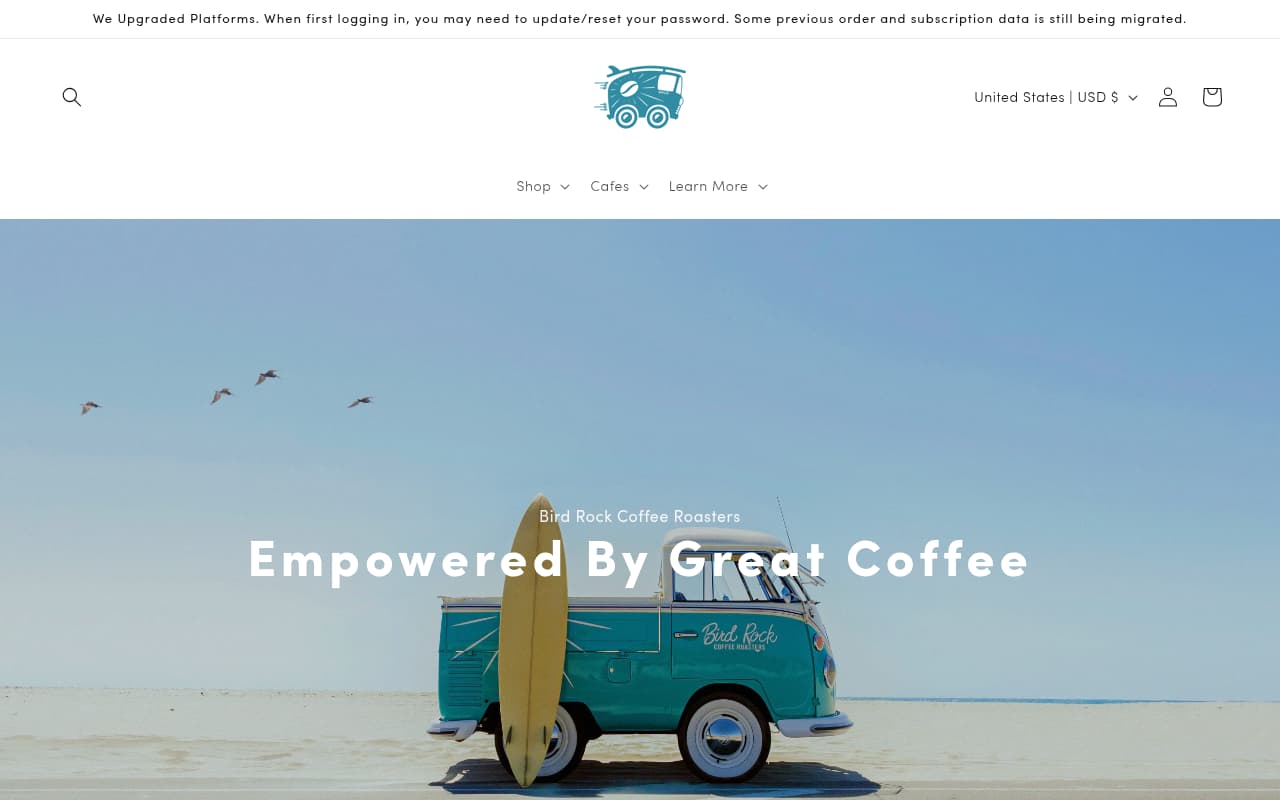 Bird Rock Coffee website screenshot