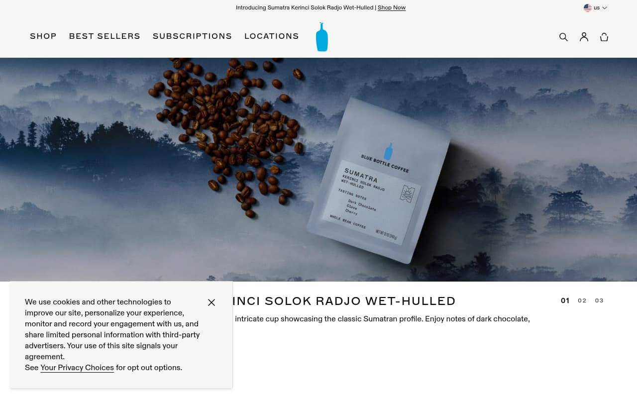 Blue Bottle Coffee website screenshot