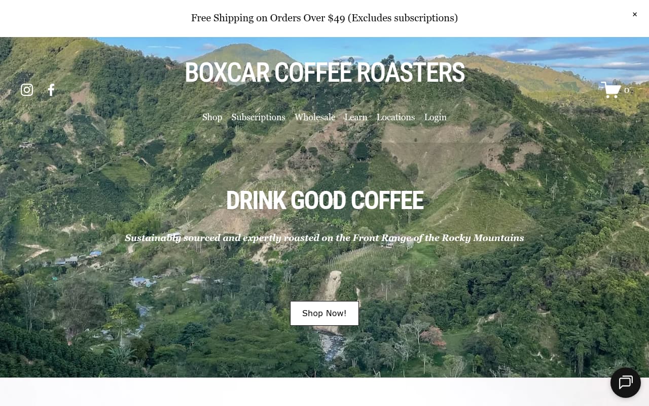 Boxcar Coffee website screenshot