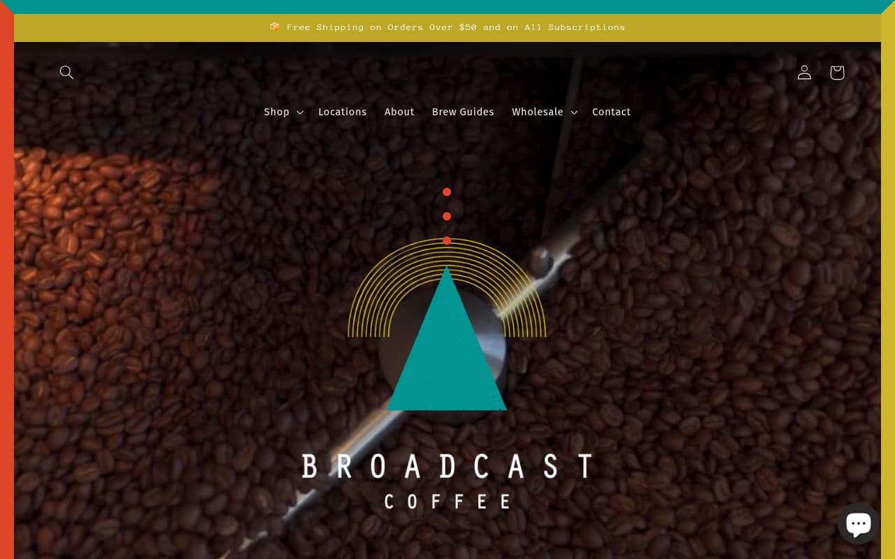 Broadcast Coffee Roasters website screenshot