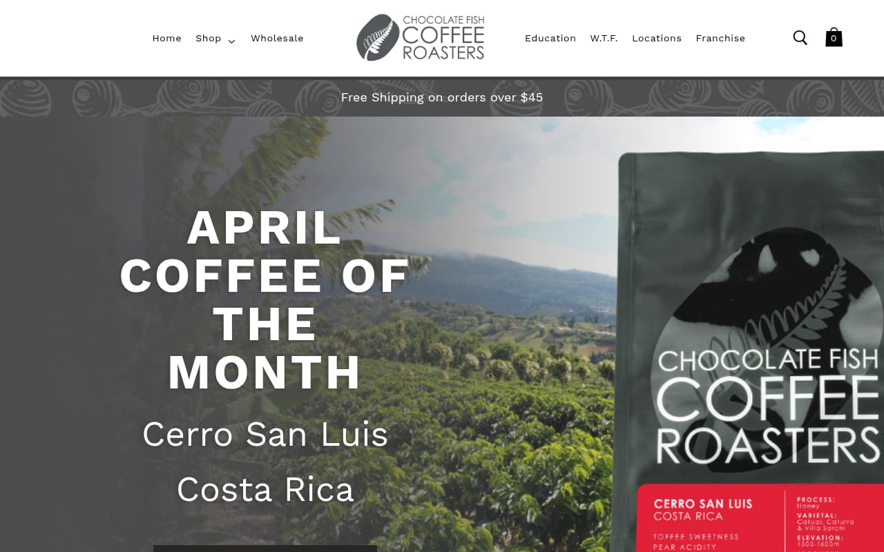 Chocolate Fish Coffee website screenshot