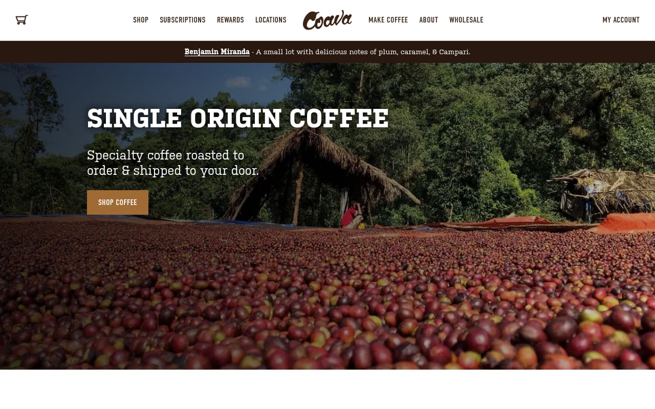 Coava Coffee website screenshot