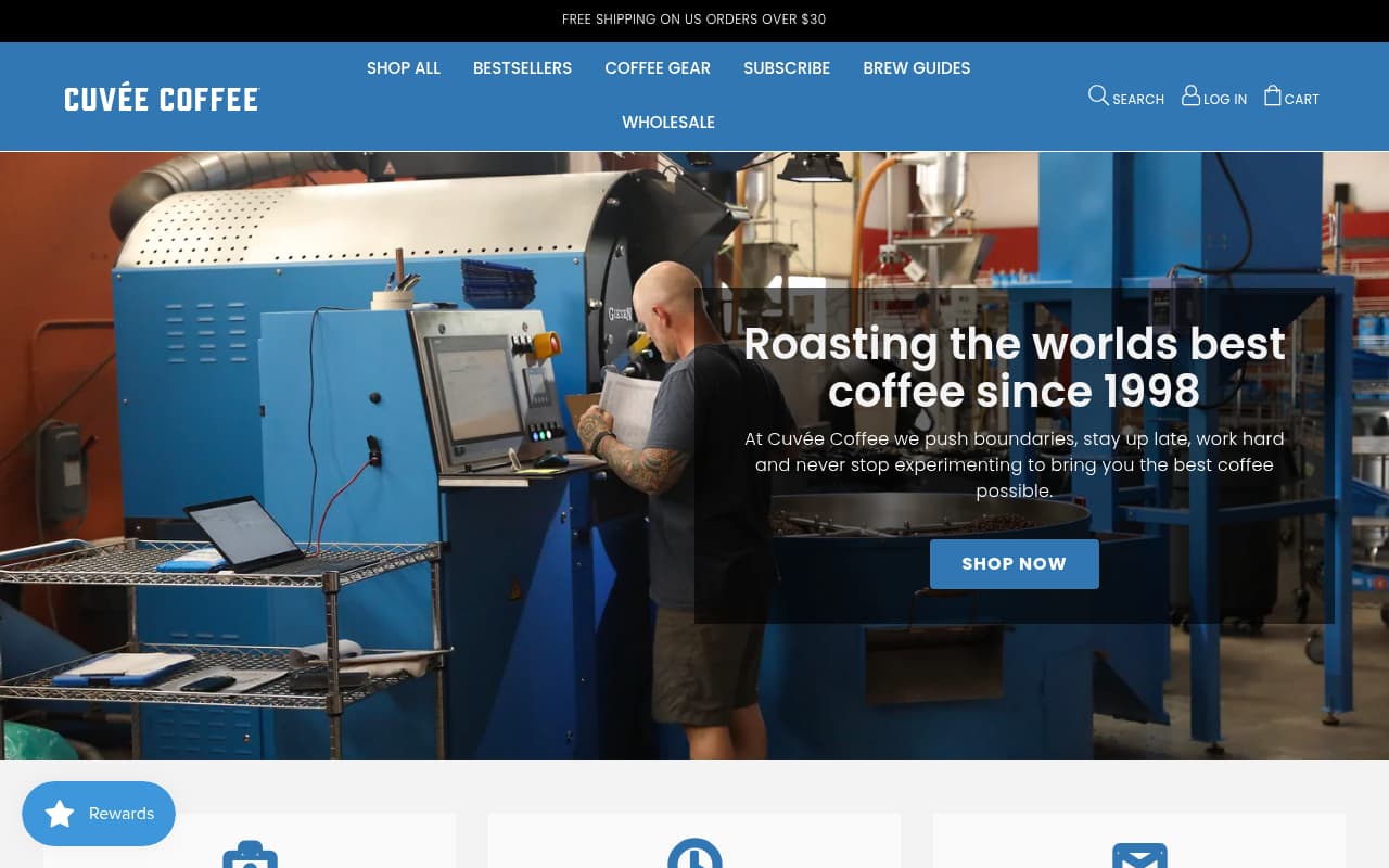 Cuvée Coffee website screenshot