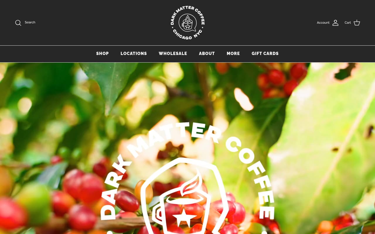 Dark Matter Coffee website screenshot