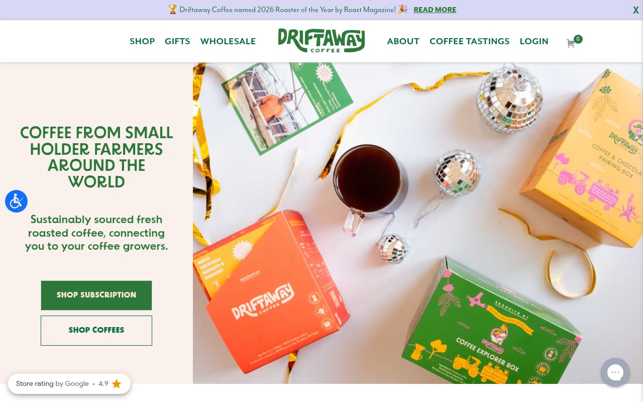 Driftaway Coffee website screenshot