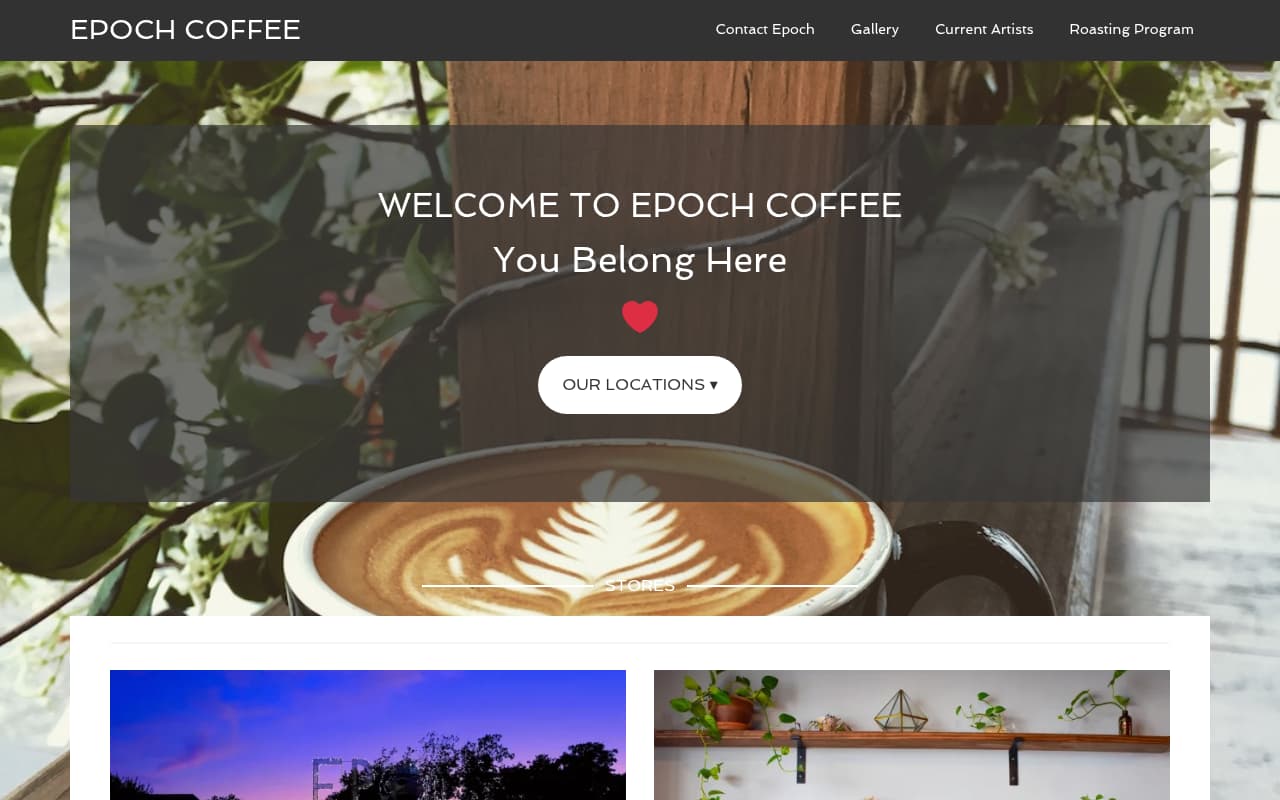 Epoch Coffee website screenshot