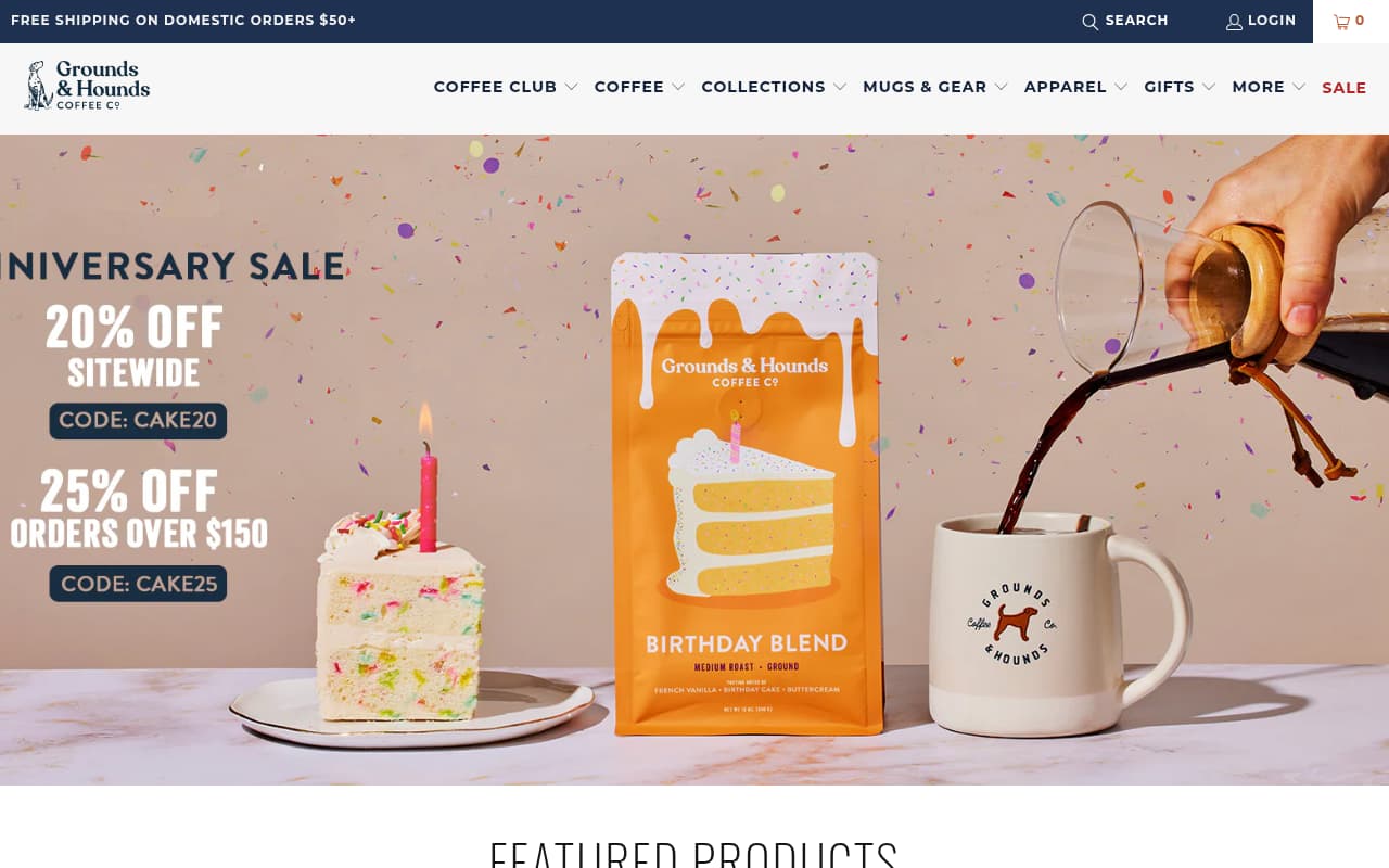Grounds & Hounds Coffee website screenshot