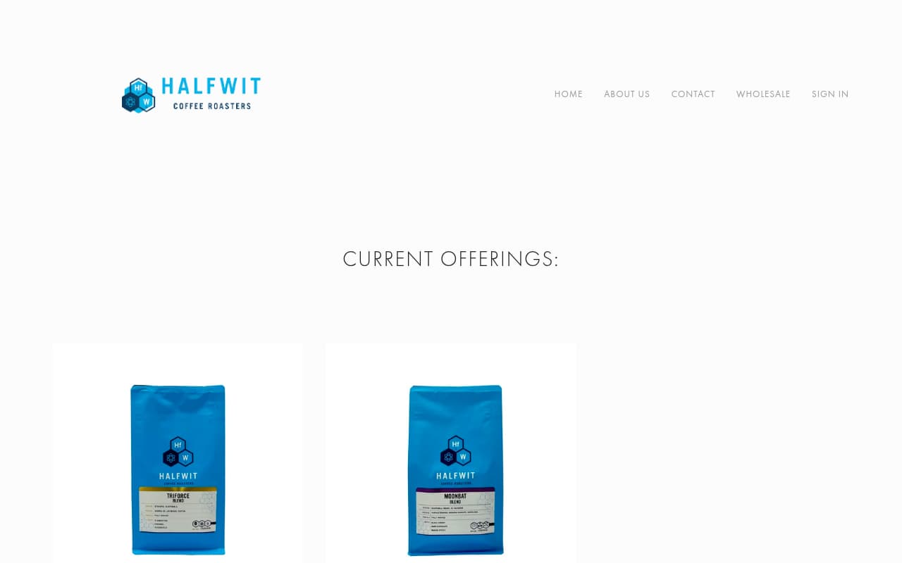 Halfwit Coffee Roasters website screenshot
