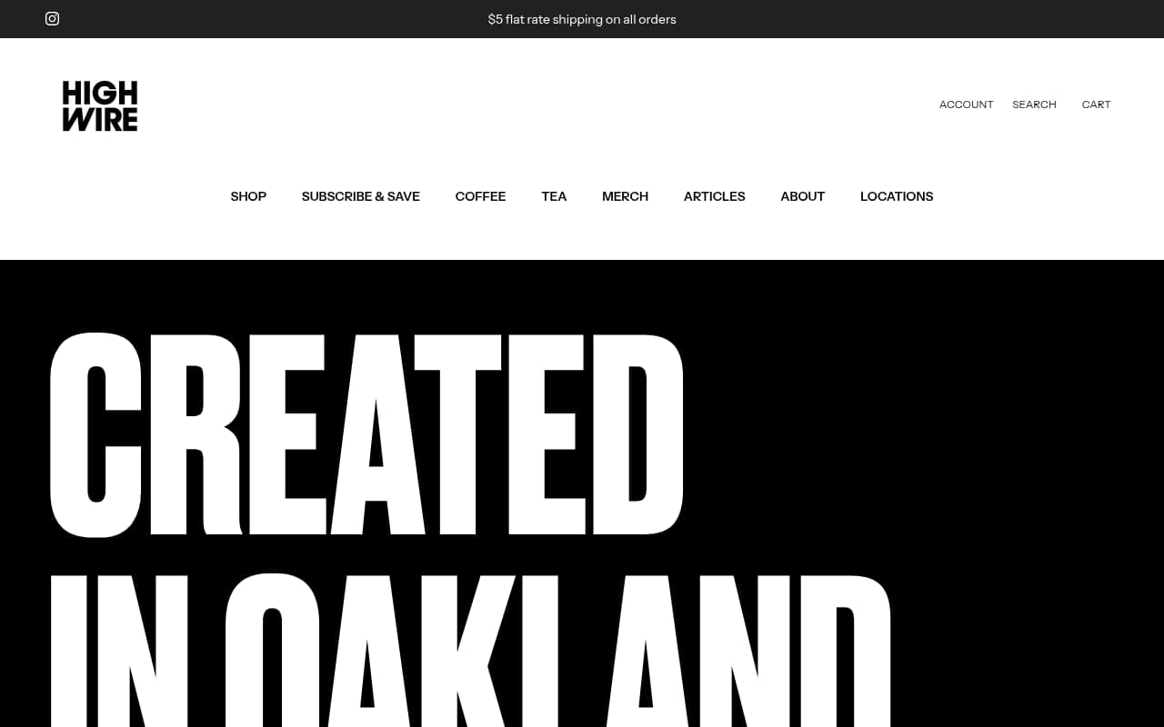 High Wire Coffee website screenshot