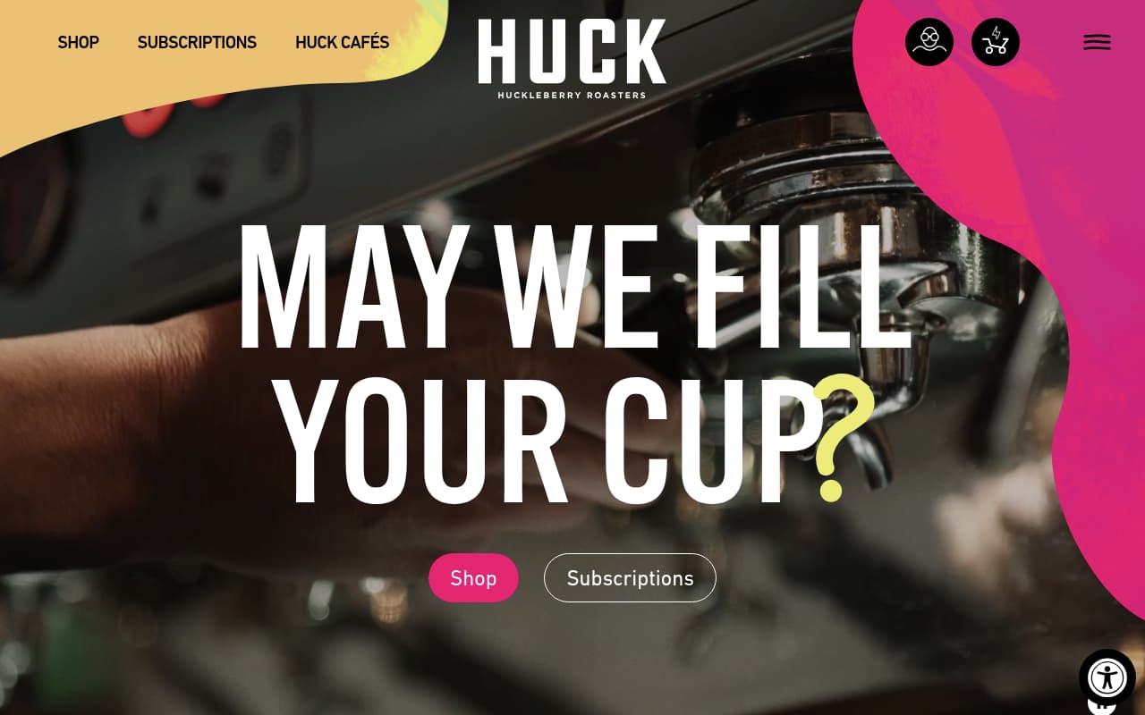 Huckleberry Roasters website screenshot