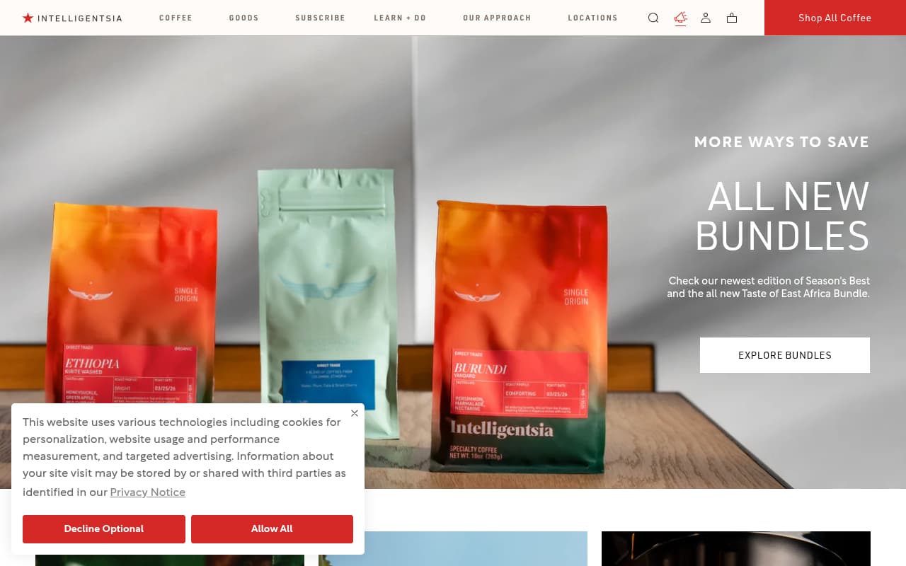 Intelligentsia Coffee website screenshot
